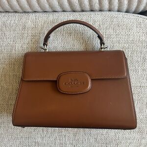 Coach Top Handle Eliza Leather Satchel Brown